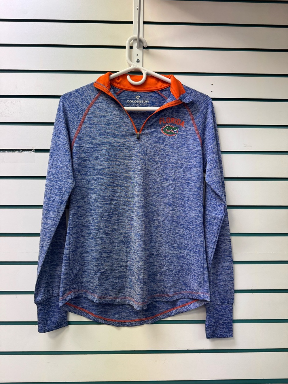 Colosseum Florida Gators Space Dye 1/4 Zip Pullover Jacket Blue Orange S